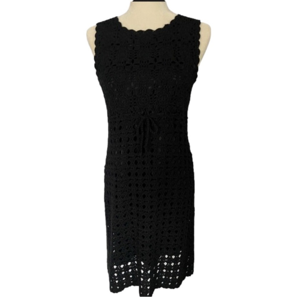 Open Knit Crochet Macrame Midi Sweater Dress Goth Designer Von Furstenberg Boho
